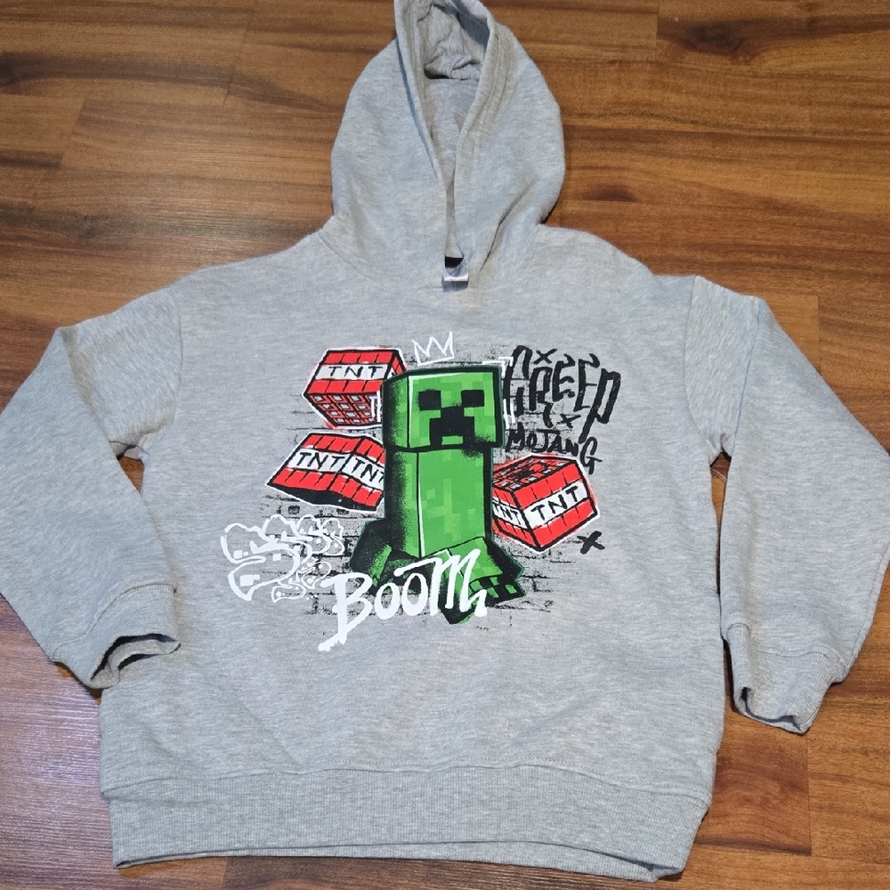 Minecraft Boys Pullover Hoodie Graphic Logo Size 10 NEW